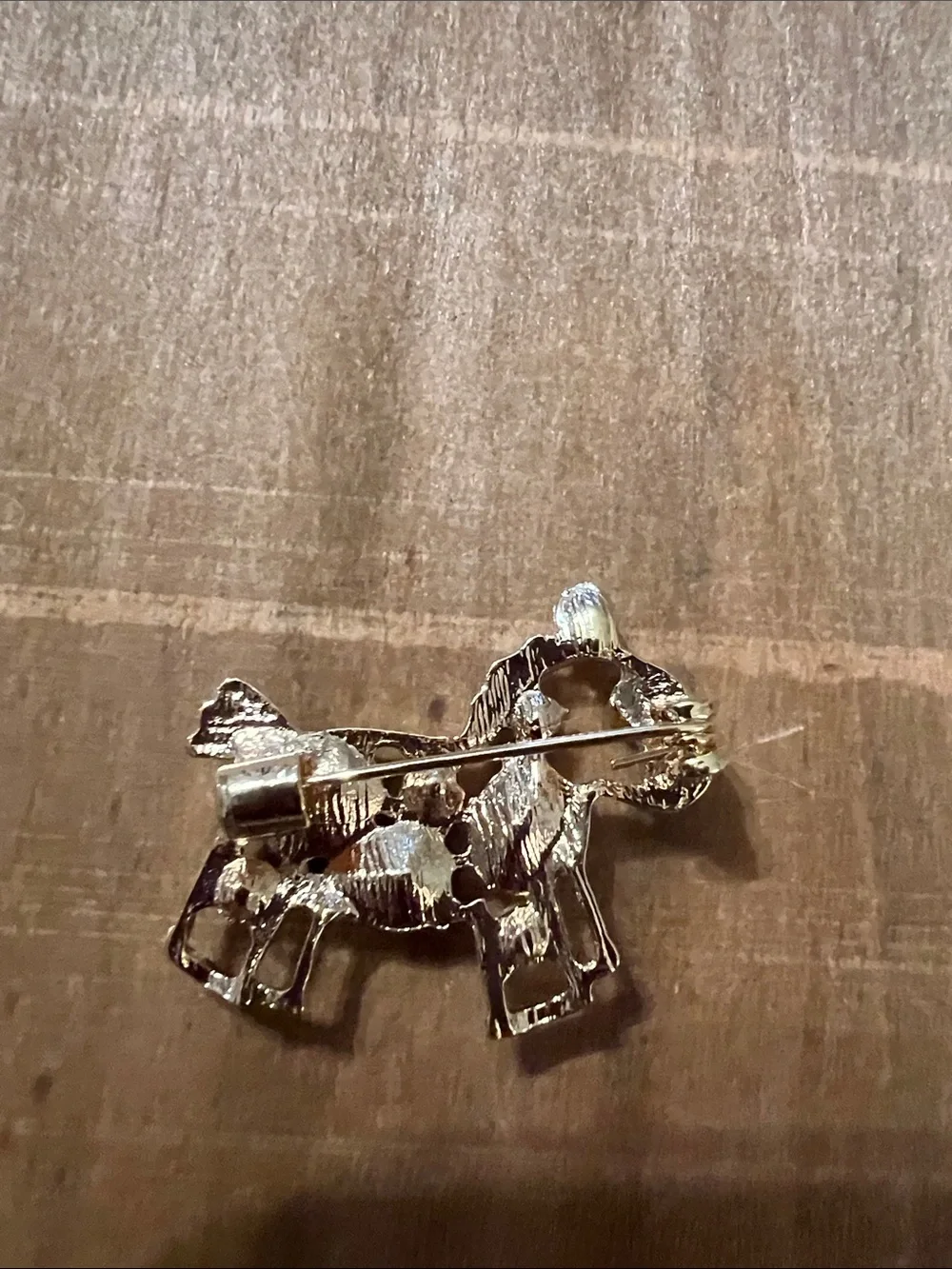 3/$18 Kids Crystal Horse Brooch - Gold with Blue, Yellow & Pink Gems Lot 509